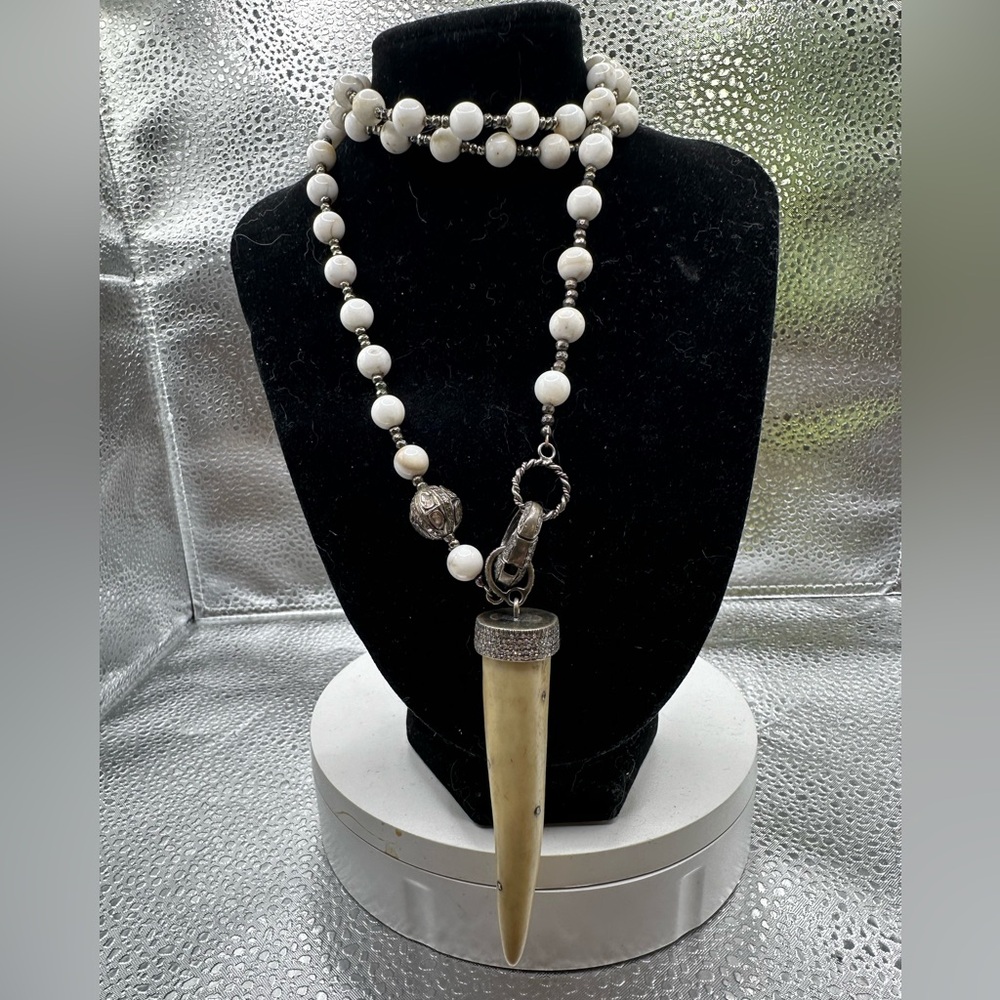 Ruby & Violet handmade necklace with bone diamond pendant . Wow! Shop Stopper!